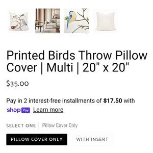 Millow Set of Two Printed Birds Accent Throw Pillow Covers 20x20